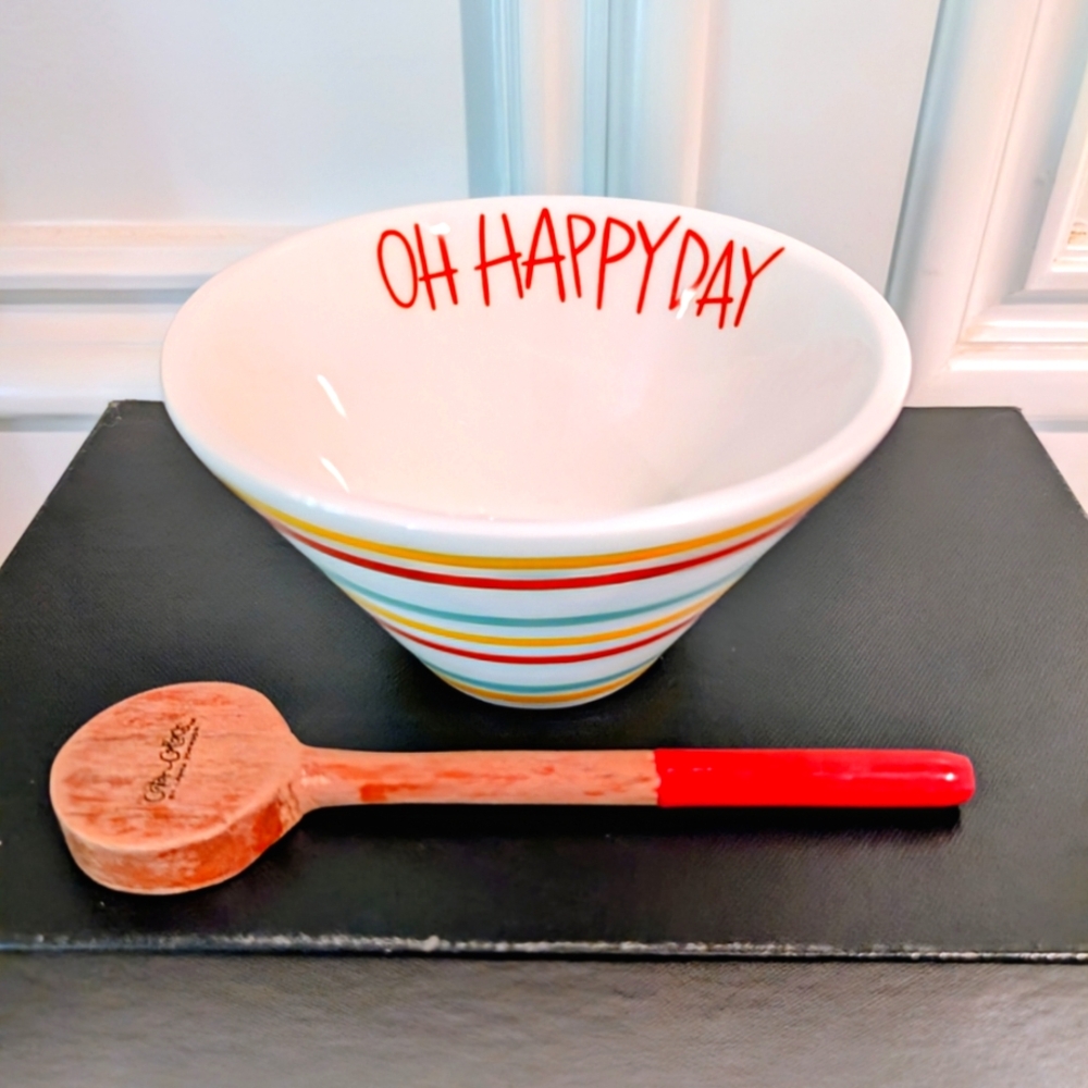 Happy Everything Striped Bowl & Spoon